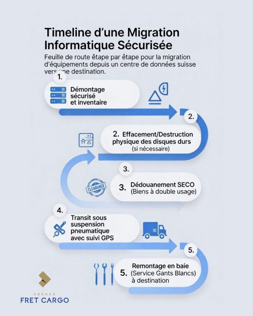 La ligne du temps d'une migration informatique (Schéma de flux)