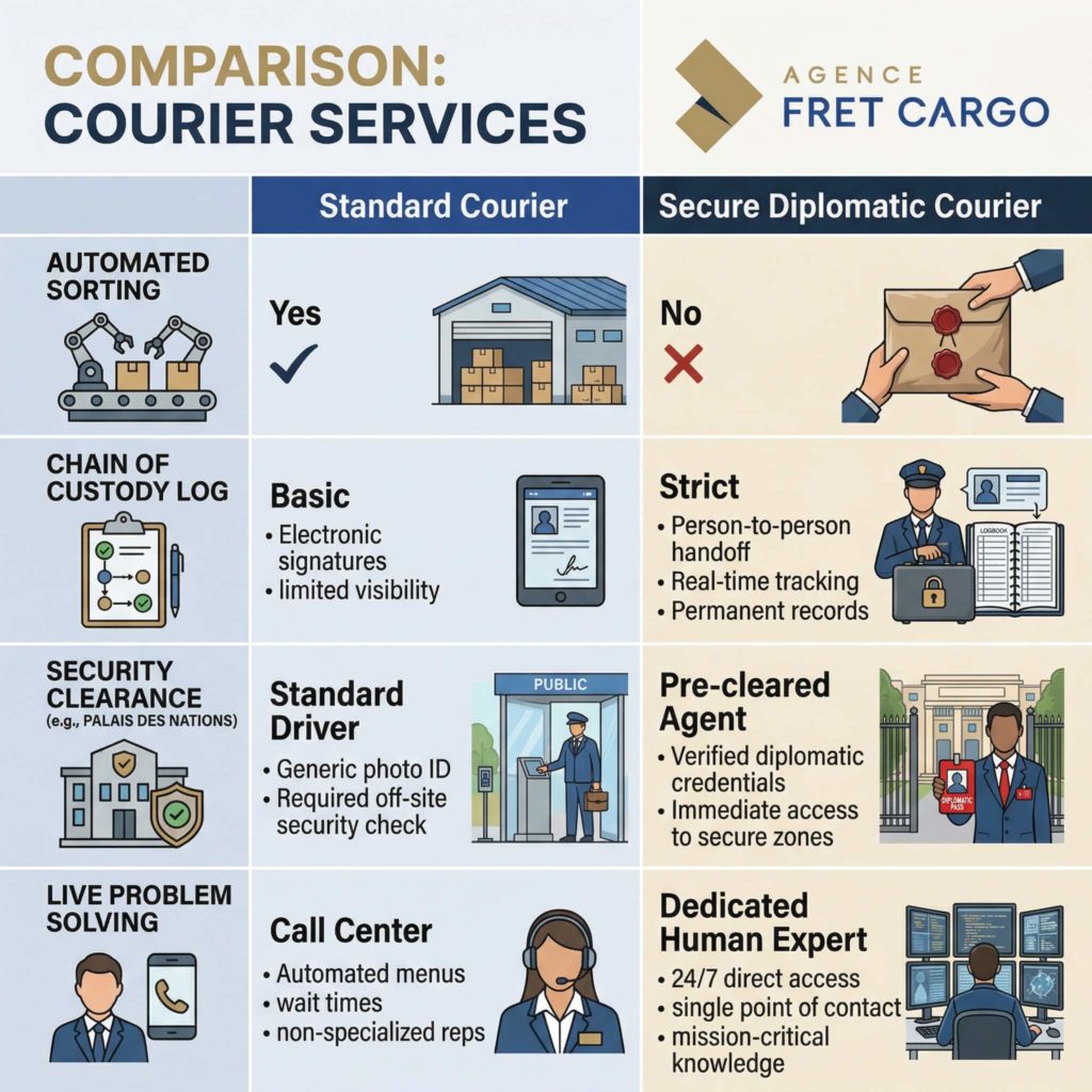 Coursier Standard vs. Coursier Diplomatique Sécurisé