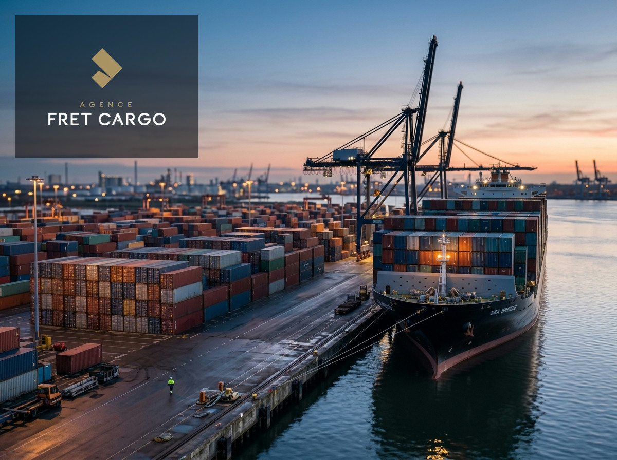 Container ship at port