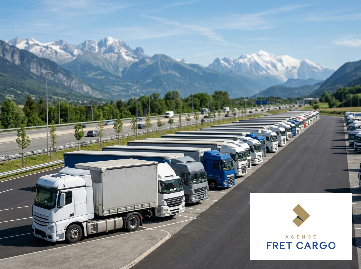 Camions stationnés sur une aire de repos