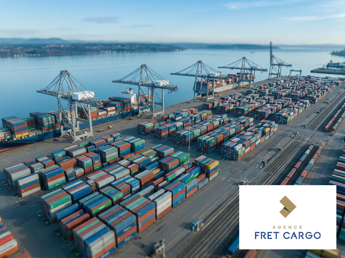 Port terminal with many stacked containers