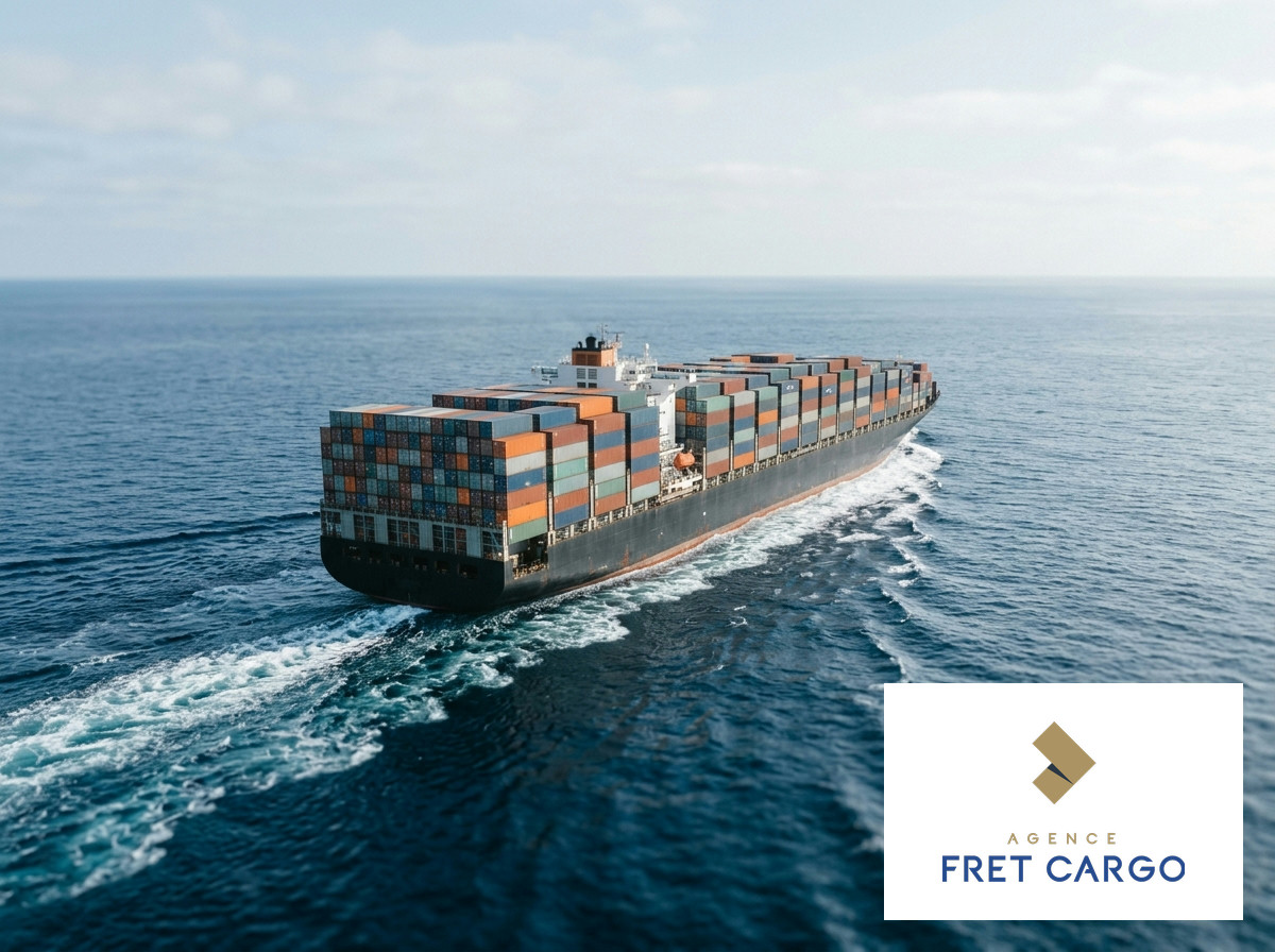 Container ship sailing on the ocean